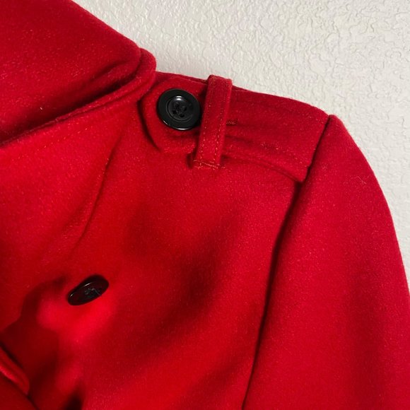 Old Navy Women's Size Small Red Button Up Wool‎ Long Sleeve Pea Coat Jacket - Picture 11 of 15
